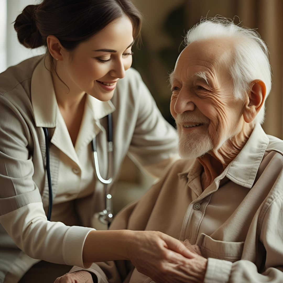 Caregiver with elderly man