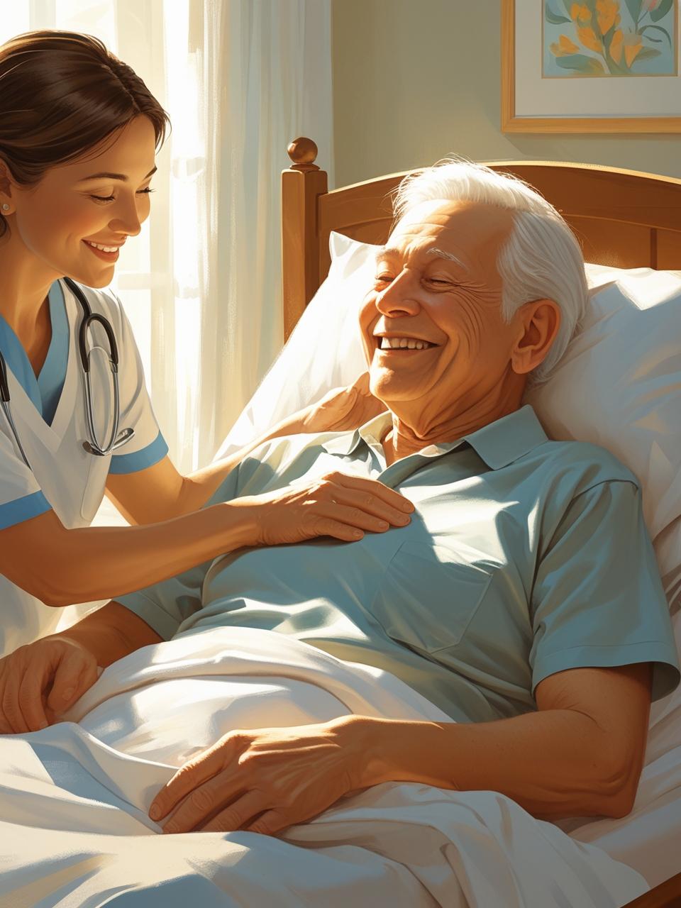 caregiver helping a senior adult in bed (1)